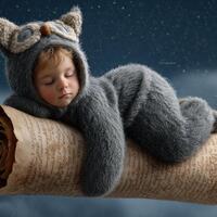 Newborn Digital Backdrop, Wise Owl, Dreamy Background, Face Swap Overlay, Night Sky, Baby Portrait P
