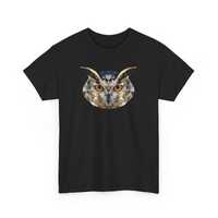 Low Poly Owl Design Unisex Heavy Cotton Tee, Nature Lover Shirt, Gift for Bird Enthusiasts, Casual W