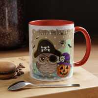 Halloween Owl Mug: Spooky Pirate Coffee Cup, Fall Decor