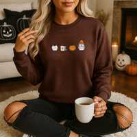 Halloween Teacher Sweatshirt, Apple Book Pumpkin Owl Design, Minimalist Fall Shirt, Cozy Workwear, G