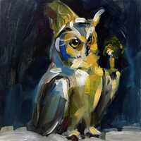 Owl Oil Painting Original: Mystical Bird Artwork Gothic Fantasy Art