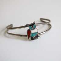 Vintage Sterling Crushed Mosaic Owl Bracelet