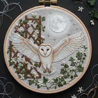 Barn Owl Embroidery Pattern: Modern Hoop Art Design (PDF Download, DMC Colors Included