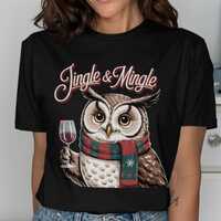 Jingle Mingle Owl Hoodies, T-Shirt, Sweatshirt, Mugs, Christmas Gifts, Holiday Apparel, Funny Owl De