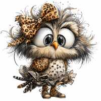 15 PNG Leopard bow owl clipart – Cute bird PNG – Digital download for kids crafts, nurse
