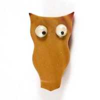 Vintage Owl Brooch Brown Imitation Gemstone Googly Eyes