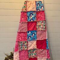 Pretty Pink with Owl themed Rag Quilt 50Wx63L  A