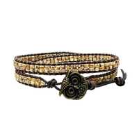 Leather Bracelet, Tiny Bead Wrap Bracelet, Owl Bracelet, Leather Bracelet For Women, Boho Leather Wr