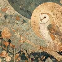 Barn Owl Harvest Moon Print: Vintage Botanical Illustration (Digital Download)