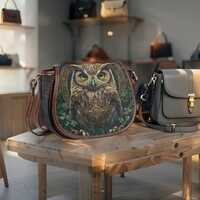 Celtic Owl Saddle Bag: Boho Crossbody Purse, Forest Print Handbag