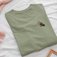 Short-eared Owl Embroidered Crewneck Sweatshirt: Cotton Blend, Unisex Fit