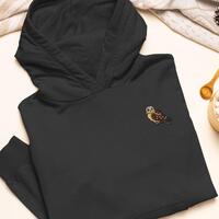 Short-eared Owl Embroidered Hoodie: Heavy Blend Cotton-Poly, Unisex Fit