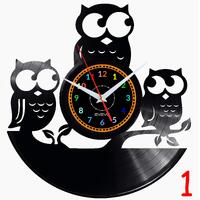 Owl Wall Clock: Upcycled Vinyl Record, Handmade Animal Decor