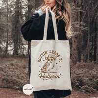 Vintage Owl Tote Bag, Hootin Leads To Hollerin Tote Bag, Cowgirl Tote Bag, Western Owl Tote, Gift Fo