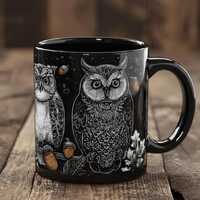 Owl Mug, Forest Core Owl Design, Woodland Theme Mug, Nature Lover Gift, Whimsical Cottage Core Cup,