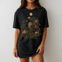 Boho Owl T-Shirt, Nature Lovers Gift, Vintage Graphic Tee, Wildlife Apparel, Unisex Tee, Softstyle S