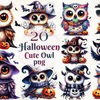 Cute Owl Halloween Scary Owl Clipart Bundle PNG | Adorable Spooky Owl Illustrations | Halloween Bird