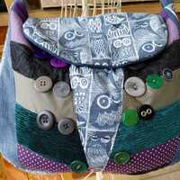 Owl bag, denim bag - shoulder bag, sustainable, eco-friendly, fashion bag for women, everyday fashio