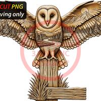 3D Illusion Owl Landscape Art for Laser Engraving | PNG Digital File | 14.00x8.39 Inch | GF5Bucks&re