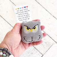 Owl Bear Cub Plushie: Pocket-Sized Stress Relief Toy
