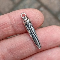 10 Slim Owl Moon Bird Charms in Silver Tone - C4412