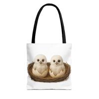 Adorable Owl Chicks Tote Bag, Eco-Friendly Shopping Bag, Cute Animal Lover Gift, Easter Basket Tote,
