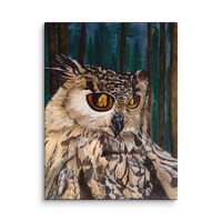 Great Horned Owl Wall Art Print - Wildlife Canvas, Rustic Woodland Decor, Nature Bird Lover Gift, Ca