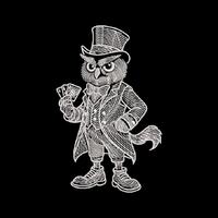 Owl Poker Machine Embroidery Design: Gentleman Owl (Digital Download)
