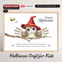 Halloween Owl Handprint Art Poem Kid Printable Halloween Handprint Craft DIY Baby Toddler Keepsake P