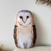 Barn owl pillow, realistic Barn large owl cushion unique gift for nature and forest lovers