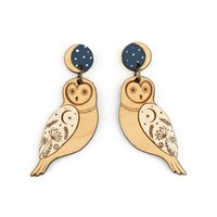 Owl Drop Stud Earrings - Woodland Drops