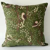 Owl in Trees Cushion/Velvet Back