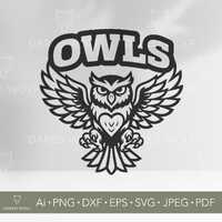 Aggressive Owl Mascot SVG: School Team Logo Clipart