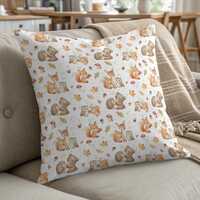 Woodland Animals Pillow: Nursery Decor, Fox Bear Owl Design