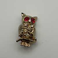Vintage Smaller Big Eyed Gold Tone Owl Brooch