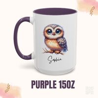 Personalized Owl Mug, Custom Name Coffee Cup, Cute Animal Lover Gift, Teacher Appreciation Mug, Kids