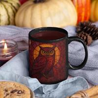 Owl Art Stained Glass Effect Owl Mug, Owl Coffee Mug, Owl Design, Wildlife Mug, Bird Mug, Woodland T