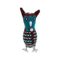 Beaded Owl Figurine – Turquoise, Burgundy & White | Handmade Monkey Biz Animal by Artisans