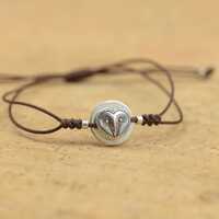 Sterling silver owl bracelet. Wax seal jewelry.Mens bracelet.Owl Mystery adjustable