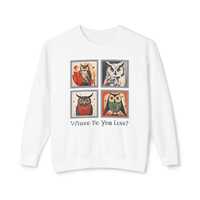 Whimsical Owl Sweatshirt Unisex Crewneck Sweatshirt, Gift for Bird and Nature Lovers, 'Whooo Do 