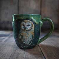 Hand Painted Ceramic Owl Mug