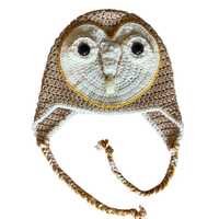 Crochet Barn Owl Hat with Braids: Bird Lover Gift