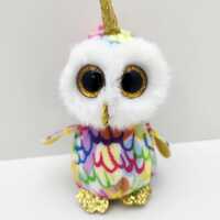 Vintage Ty Beanie Boo "Enchanted" the Unicorn Owl Key Clip (3.5 inch) - No Hang Tag