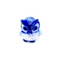 Miniature Ceramic Owl Bird Mini Baby Night Animal Cute Little Blue White Figurine Tiny Statue Small 