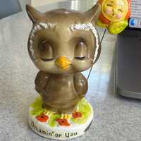 Josef Original Owl Bobble Head "Dreaming Of You" With Sunflower on Wire Japan