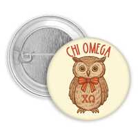 Chi Omega Owl Button, Licensed Chi O Sorority Pin, Cute Chi Omega Accessory, XO Button Pin, Sorority