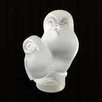 Vintage Cristal de Sevres Frosted Crystal Owl Figurine - Mid-Century French Art Glass