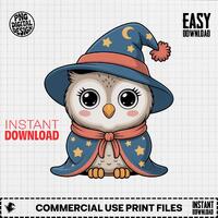 Owl Wizard Costume PNG Clipart for Halloween Nursery Art, 300 DPI Transparent