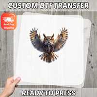 Realistic Owl in Flight DTF Transfer | Nature Lover's Ready To Press Design for Wildlife Apparel