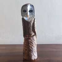 Gufo barbagianni in legno 33,5 cm – scultura intagliata a mano da appoggio – barn owl wo